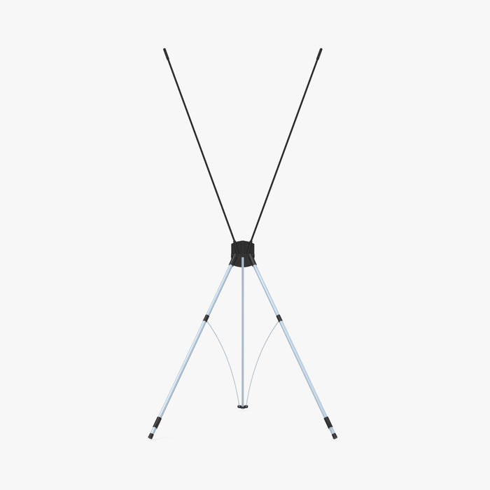 X-stand banner stand hardware assembled, aluminum and graphite frame shown without a graphic