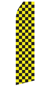 Yellow and Black Checkered econo feather flag, 16 ft, single-sided