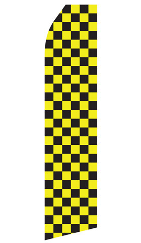 Yellow and Black Checkered econo feather flag, 16 ft, single-sided