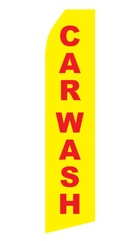 Yellow Car Wash econo feather flag, 16 ft, single-sided, design 0304