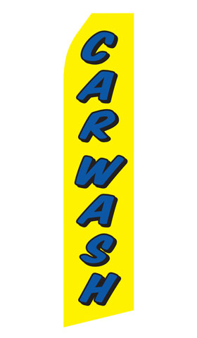 Yellow Car Wash econo feather flag, 16 ft, single-sided, design 0309