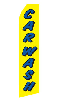 Yellow Car Wash econo feather flag, 16 ft, single-sided, design 0309