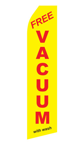 Yellow Free Vacuum With Wash econo feather flag, 16 ft, single-sided