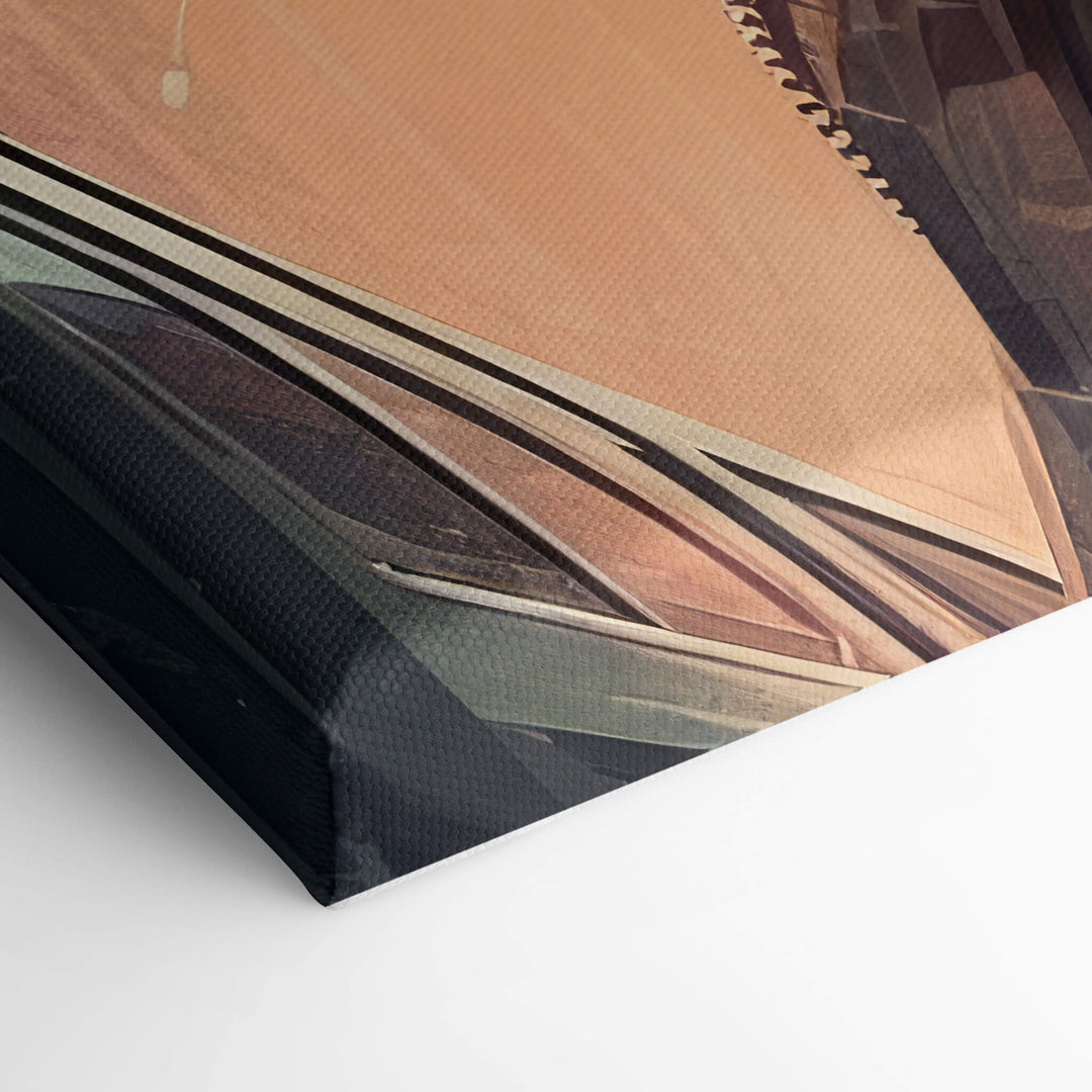 A detailed view of the corner of the canvas print, showcasing the exceptional quality of the stretched canvas.