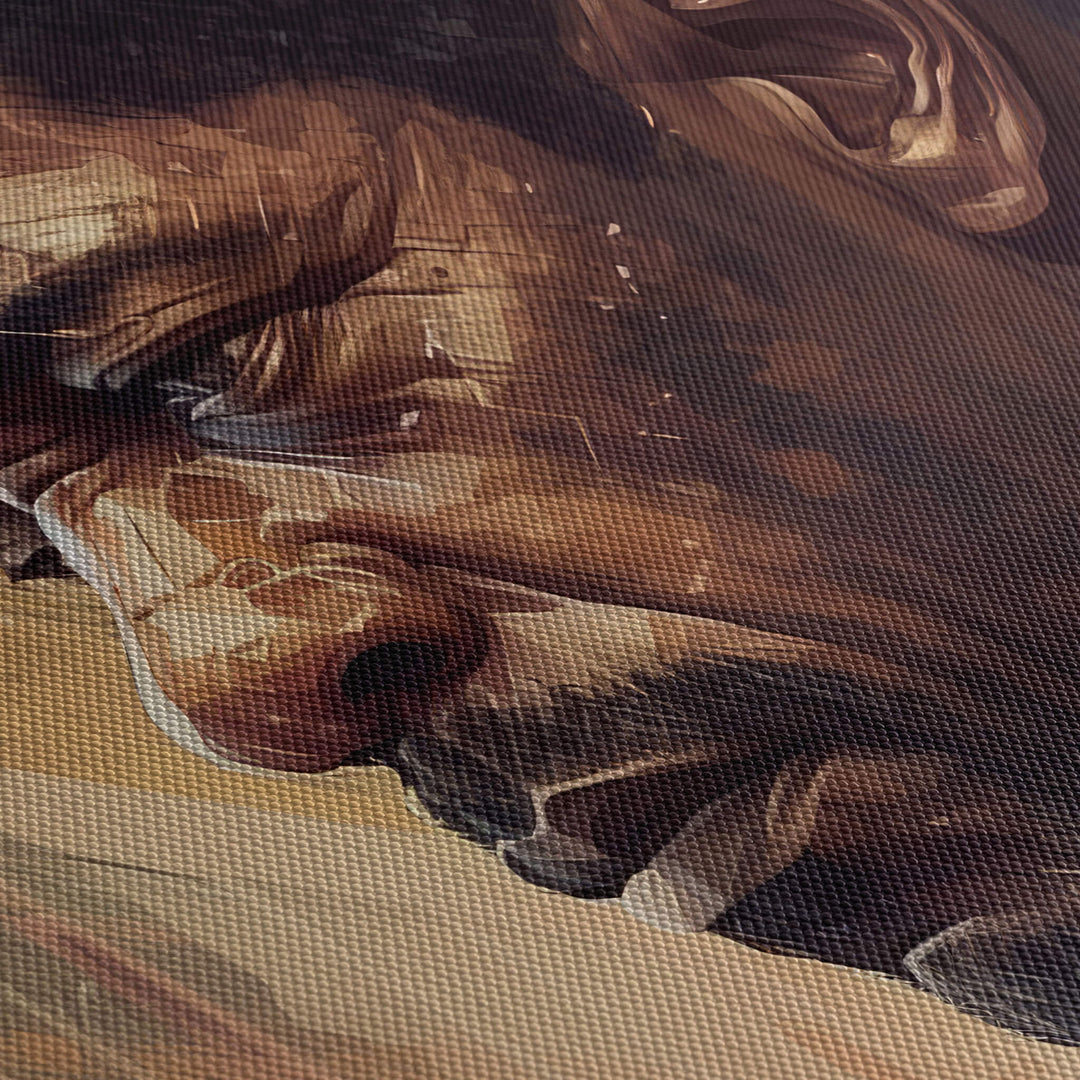 The texture and intricate details of the canvas print, capturing the essence of Denzel Washington's portrayal.