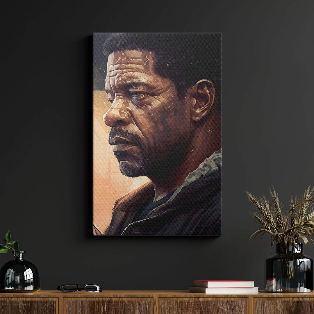 The iconic portrayal of Detective Alonzo Harris from Training Day, captured in high quality on canvas.