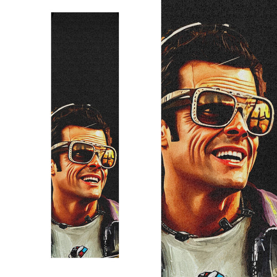 Detailed image of the uncut Skateboard Grip tape with Johnny Knoxville artwork, showcasing differential sizing opportunities.