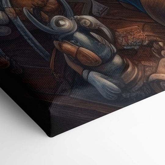 Detailed Elevated Corner View of Stretched Nintendo Character Canvas Print - Bright Colored and high quality textures.