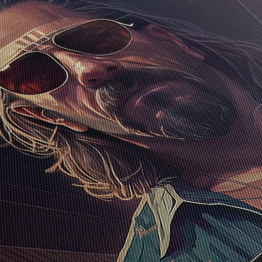 Close-up of "The Dude" canvas print, showcasing high-quality texture and detail of the image printed onto the canvas.