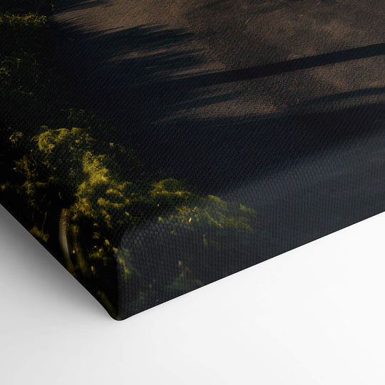 Elevated view of the corner of the canvas print, revealing the impressive details of the stunning Nissan GT-R