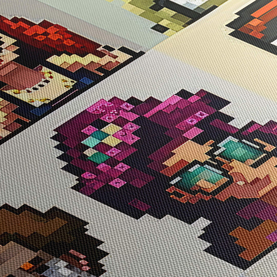 High-quality canvas print showcasing stunning textures and colors of NFT Pixel Avatars up close and stylish.
