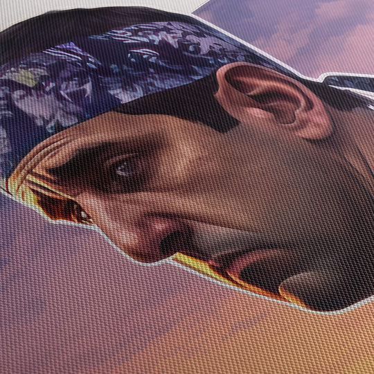 High-quality canvas material showcases the vibrant colors and emotions of Prison Mike from The Office.